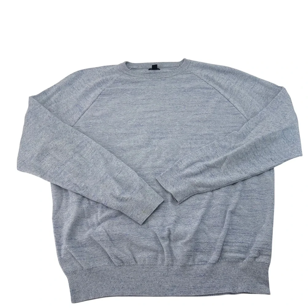 J.Crew Mens XL Light Blue Marled Knit Raglan Crew Neck Pullover Sweater 5690